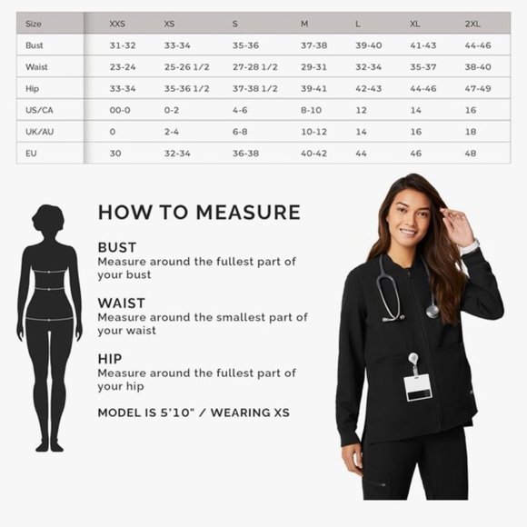 Sz XS Figs Black Bellery Bomber Scrub Jacket Women's X-Small - Picture 6 of 16